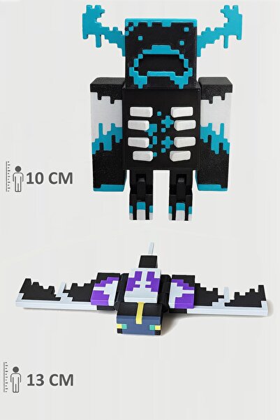 FigürDizayn Minecraft Warden ve Mor Phantom Set Hareketli Eklemli Figür