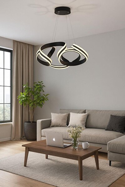 FERLUCE AVİZE LEDLİ AVİZE DRONLU PAPATYA 4 KANAL SİYAH