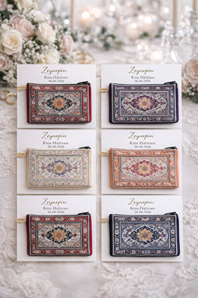 FİORE HEDİYELİK Kına Hediyelik Etnik Desen Kumaş Cüzdan Kına Hatırası Karışık Renk 10 Adet Kınada Dağıtmalık