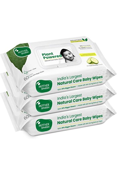 Mother Sparsh Natural Care Baby Wipes | 60 Pcs (Pack of 3)