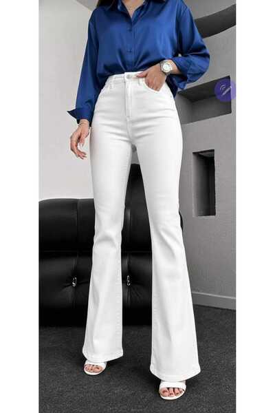 NWC Flared F Flare Jeans Jeans Trousers High Waist White Lycra