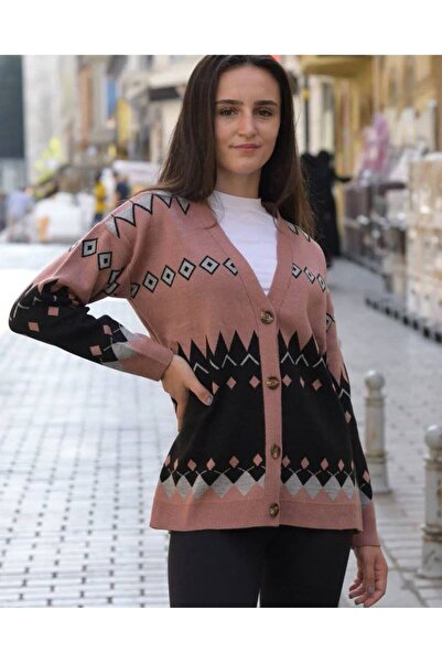 Cannes كارديجان نسائي منسوج بأزرار ونقشات