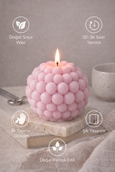 Flow Home Dekoratif Lüks Soya Mum, El Yapımı Doğal Mum Uzun Yanma Süreli Şık ...