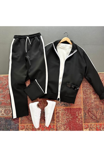 tiggirmoda Men's Striped Skuba Top and Bottom Set