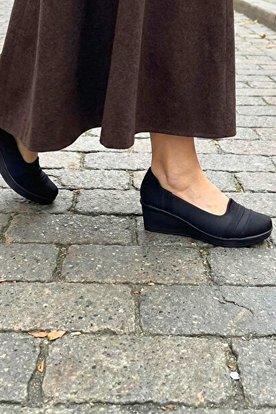 Ekonomik Ayakkabı Women's Black Mother Shoes Orthopedic Wedge Heel – Daily Co...