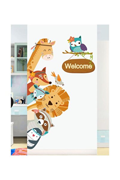 Generic Cartoon Animals Wall Sticker Brown/Grey/Blue 60x90cm