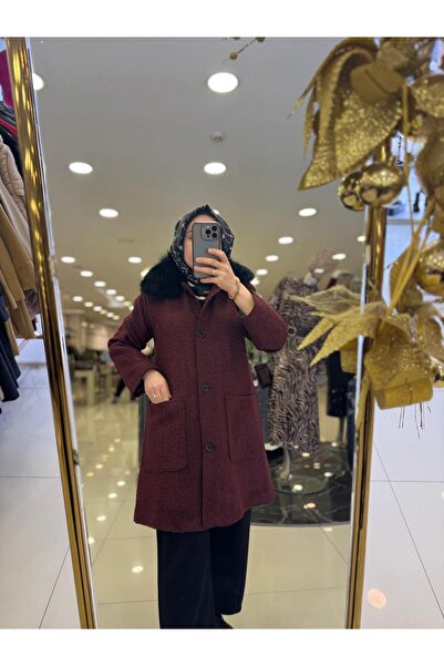 Yaqa YENİ KADIN KAHVERENGİ KÜRK DETAYLI KAHVERENGİ KAP 21015