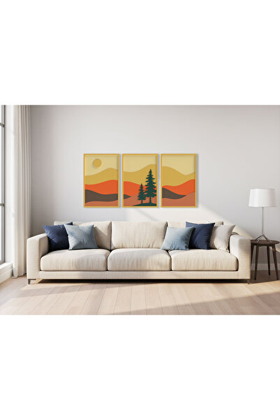 KEYWEL 3 Parçalı Modern Manzara Tablosu 3D Ahşap Duvar Tablo Seti | MDF Lazer...