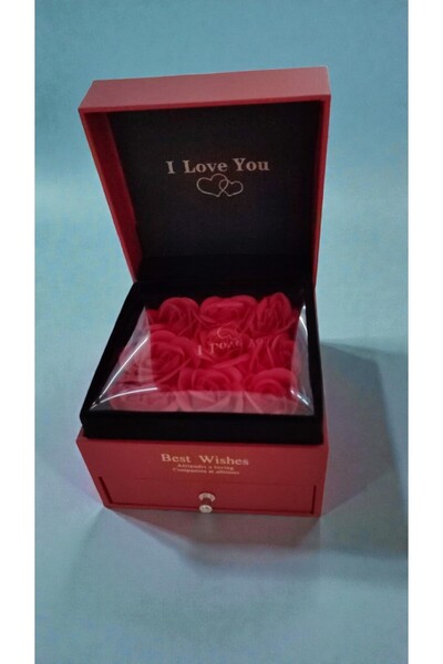 FAMEMUS ACCESSORY Sevgililer Gününe Özel Güllü Çekmeçeli Yüzük Kutusu boyut:1...