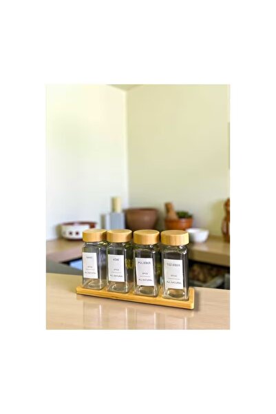 bimbambom Set of 4 Bamboo Lid and Stand Spice Jars