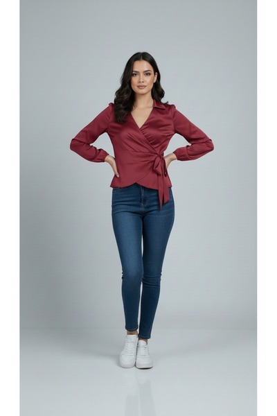 moda src YANDAN BAĞLAMALI KRUVAZE YENİ SEZON KADIN BLUZ