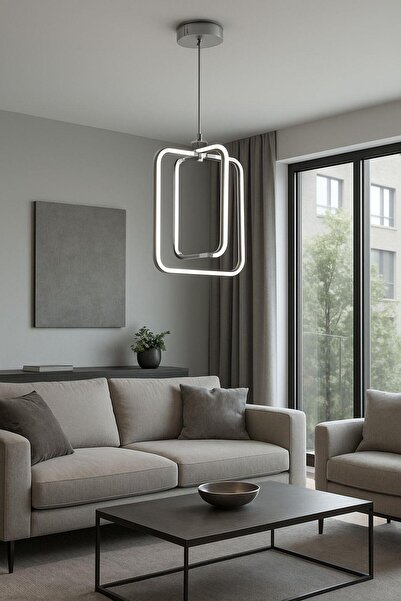 FERLUCE AVİZE LEDLİ AVİZE KÜRE KARE BÜYÜK KROM