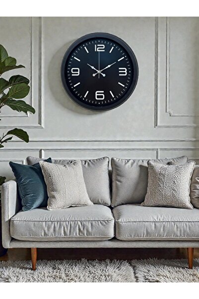 Cetiner Group ساعة حائط معدنية بتصميم رويال أسود من زنتايم مقاس 40 سم