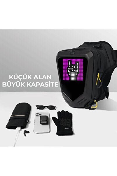 ERKUGO LED Ekranlı Mini Bacak Çantası – Ayarlanabilir Askılı, Unisex, Günlük ...
