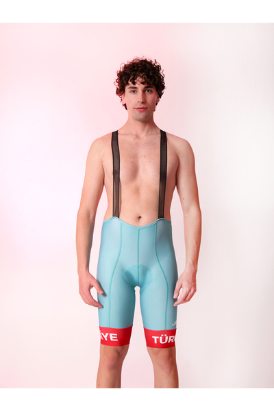 Jordanred Turkuaz Türkiye Elite, Airmesh Pedli Askılı Kısa Bisiklet Taytı