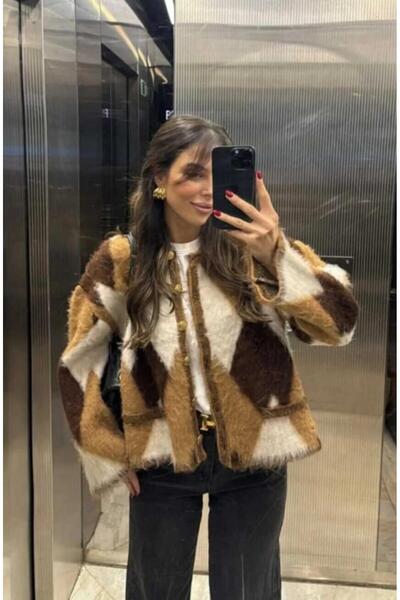 miss sadem KADIN PELUŞ TEDDY DÜGMELİ KISA ÇEKET