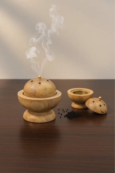 South house Wooden Incense Burner with Lid
