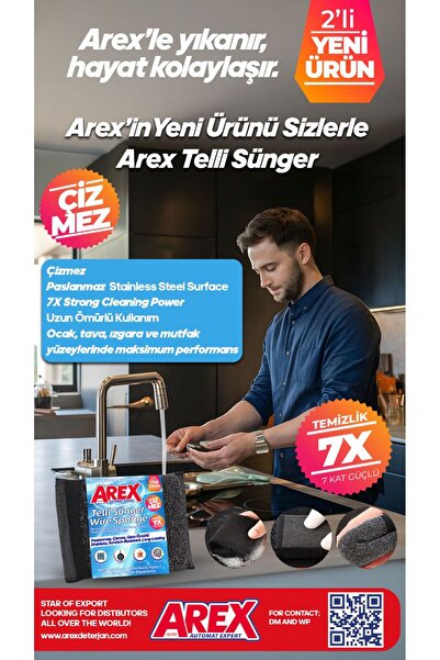 AREX Inox Magic Stainless Steel Wire Dish Sponge (2 Pieces)