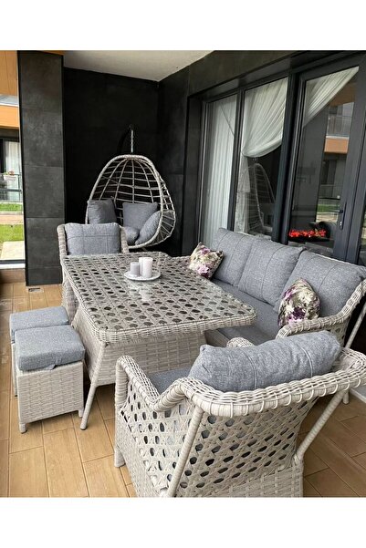 SERCANGARDEN (SALINCAK HEDİYELİ)Rattan Bahçe Takımı Oturma Grubu 3lü - 7 Kişilik