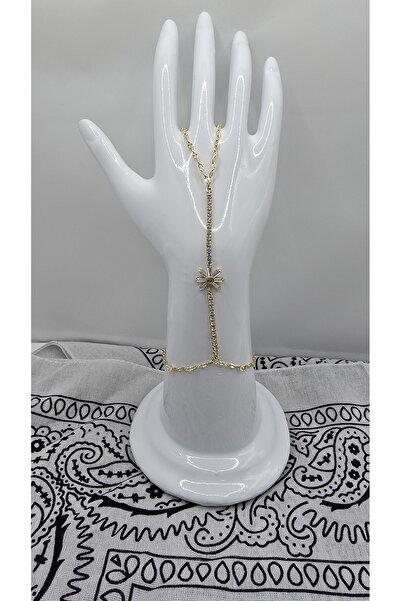 NO NAME Stainless Steel Gold Color Flower Model White Zircon Stone Shahmeran