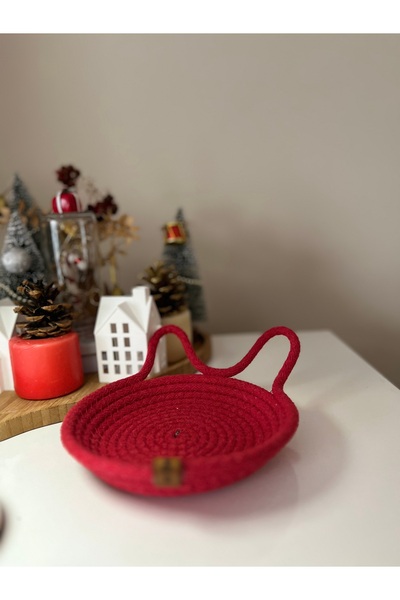 NCDSGN El Yapımı Kırmızı Kedili Takı ve Obje Tabağı,Takı Toka Minimal Sepet,A...
