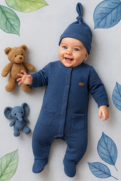 Ozz Baby Newborn Baby Boy (0-3) (3-6) Months Oeko-Tex Certified Cotton Jumpsuit Set