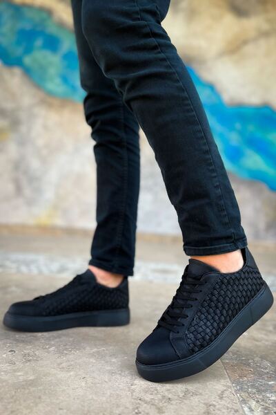 Lucy Shoes YG203 Maglieria Ανδρικά αθλητικά παπούτσια με κορδόνια CST - Μαύρο