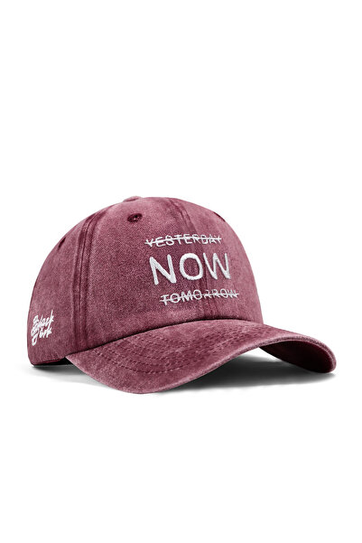 BlackBörk Yesterday Now Tomorrow Embroidered Vintage Baseball Burgundy Hat