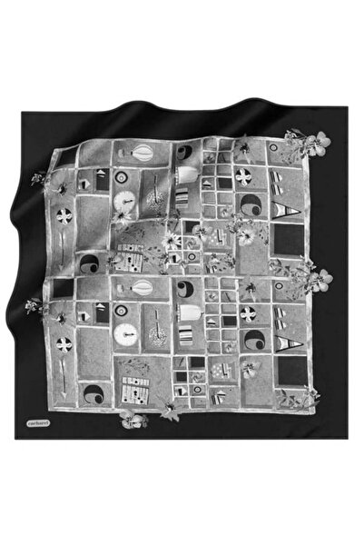 Cacharel Шовковий шарф Twill - 8942313-913 Чорно-сірий