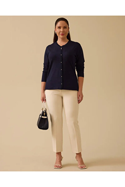 Gala-Xi Plus Size V-Neck Stone Detailed Blouse