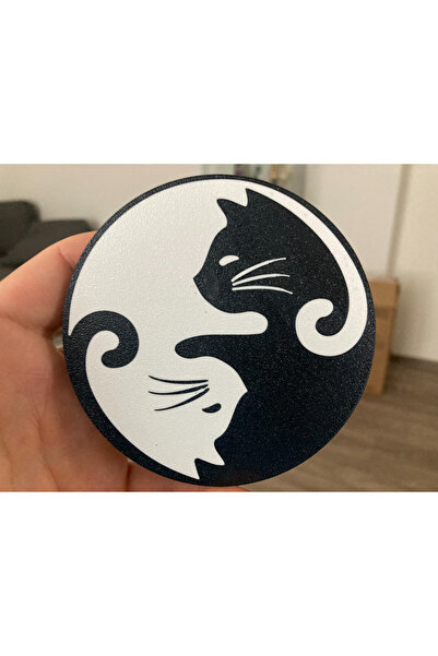 SORA DESIGN إكسسوار سطح الطاولة على شكل قطة باللونين الأسود والأبيض