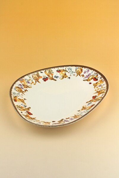Bursa Porselen Dekor Retro Rabbit Porcelain Serving/Training Plate