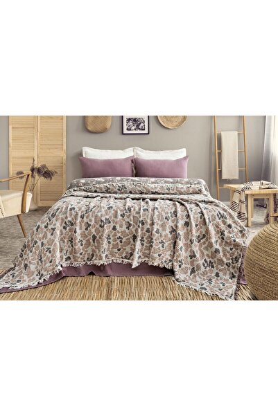 Meet ma ya Natural Leopard Pattern Beige 100% Cotton 4-Layer Double-Sided Muslin Bedspread, Armchair Cover