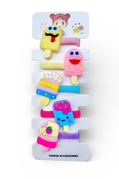 SHEKER HOME Σετ λαστιχένιες αγκράφες για κορίτσια - 5 τεμάχια