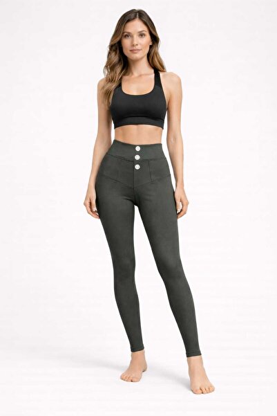 ANATOLIATEKSTILE Colanți Damă Mulati cu Nasturi, Talie Înaltă – Model Elegant...