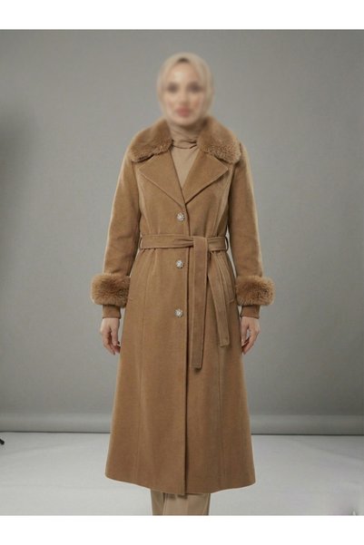 dcn giyim 1985 Women's Fur Belted Coat-571