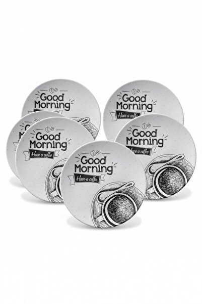 ALBETTO طقم تقديم من السيراميك مكون من 6 قطع، طبق كيك جود مورنينج