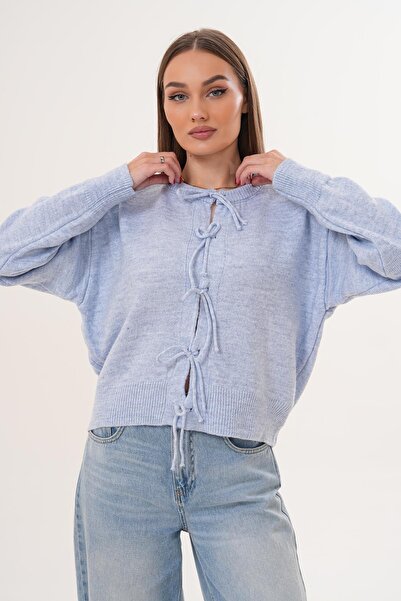 ŞİMAL Women's Front Lace Detailed Knitwear Knitted Cardigan 255229 -