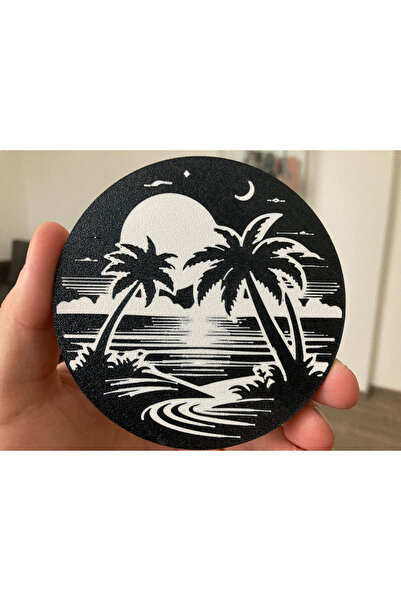 SORA DESIGN Palm Tree and Sea Themed Coaster Summer Decorative Table Accessory