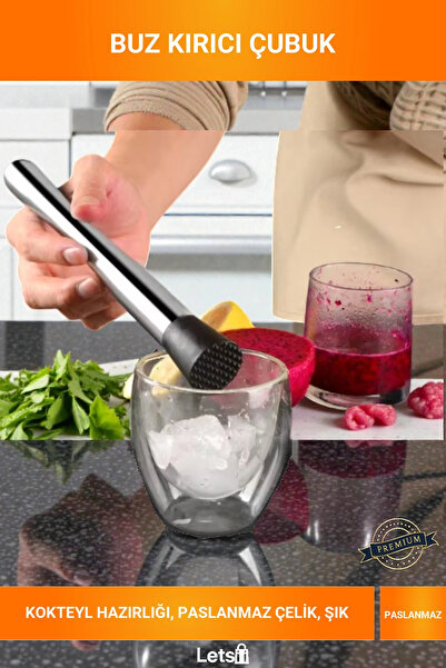 Letsii أداة تكسير الثلج من الفولاذ المقاوم للصدأ، أداة بار الكوكتيل