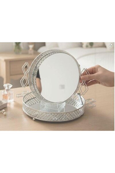 ROY KING ROYKING YUVARLAK KULPLU METAL AYNALI TEPSİ 25X25X5,5