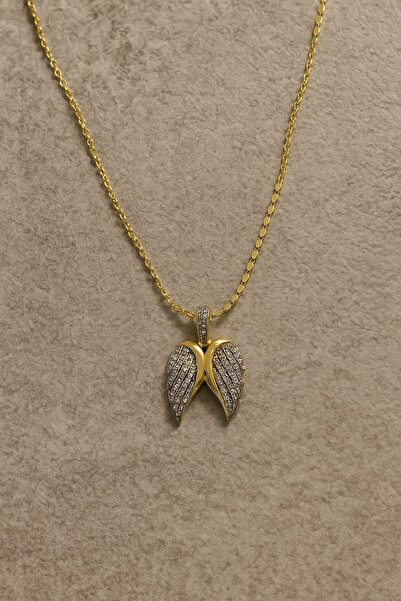 rycollections قلادة من الفولاذ على شكل جناح ملاك مع تفاصيل حجر اللؤلؤ