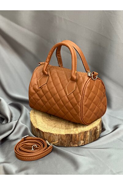 MİHRA STORE Women's Bag Magnificent Quilted Stylish Patterned Mini Strap Hand and Shoulder Bag-Dn110 Tan