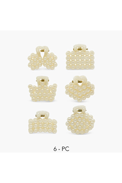 Lifestyle عبوة من 6 مشابك شعر مزينة باللؤلؤ