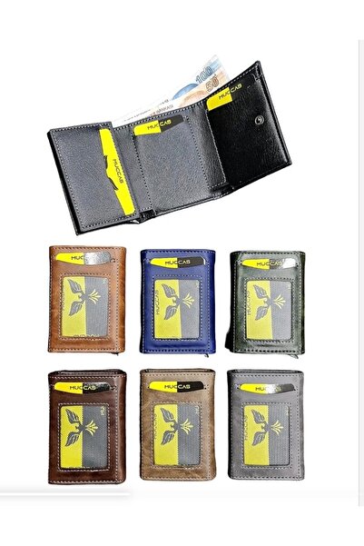 ATKGİYİM محفظة جلدية لحمل البطاقات مع آلية حماية RFID - محفظة بخاصية سحب البط...