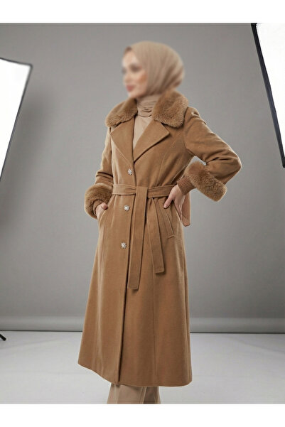dcn giyim 1985 Women's Fur Belted Coat-571