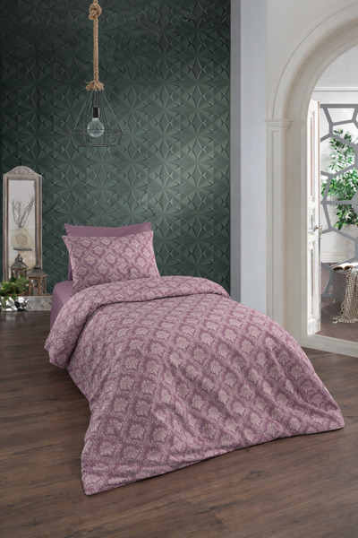 UYGURİYE طقم غطاء لحاف فردي، غطاء لحاف 70% قطن بنمط مطرز + ملاءة مرنة + غطاء ...