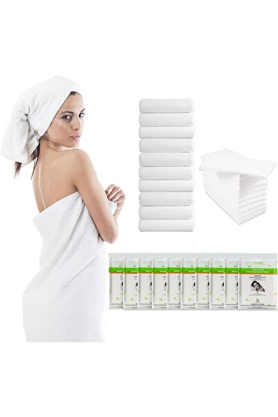 Arabest مجموعة من 10 مناشف حمام للاستخدام مرة واحدة، منشفة حمام ناعمة للسفر والفنادق والتخييم
