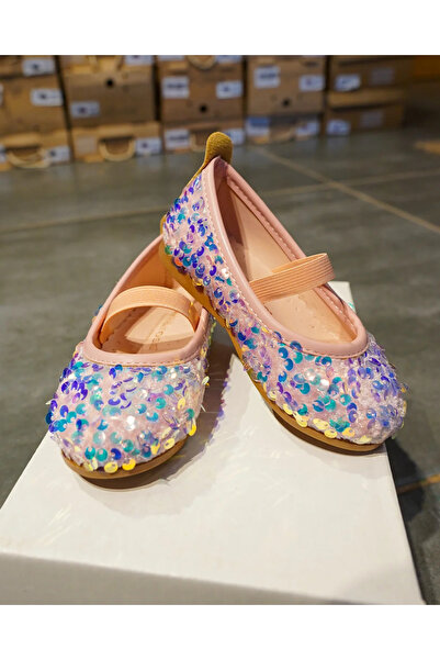 MY LORİN KİDS STORE Işıltılı Payetli Kız Çocuk Babet Pembe