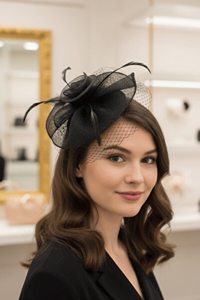 Bertuğ Bebek Black Rose Detailed Youth Hat Wedding Buckle